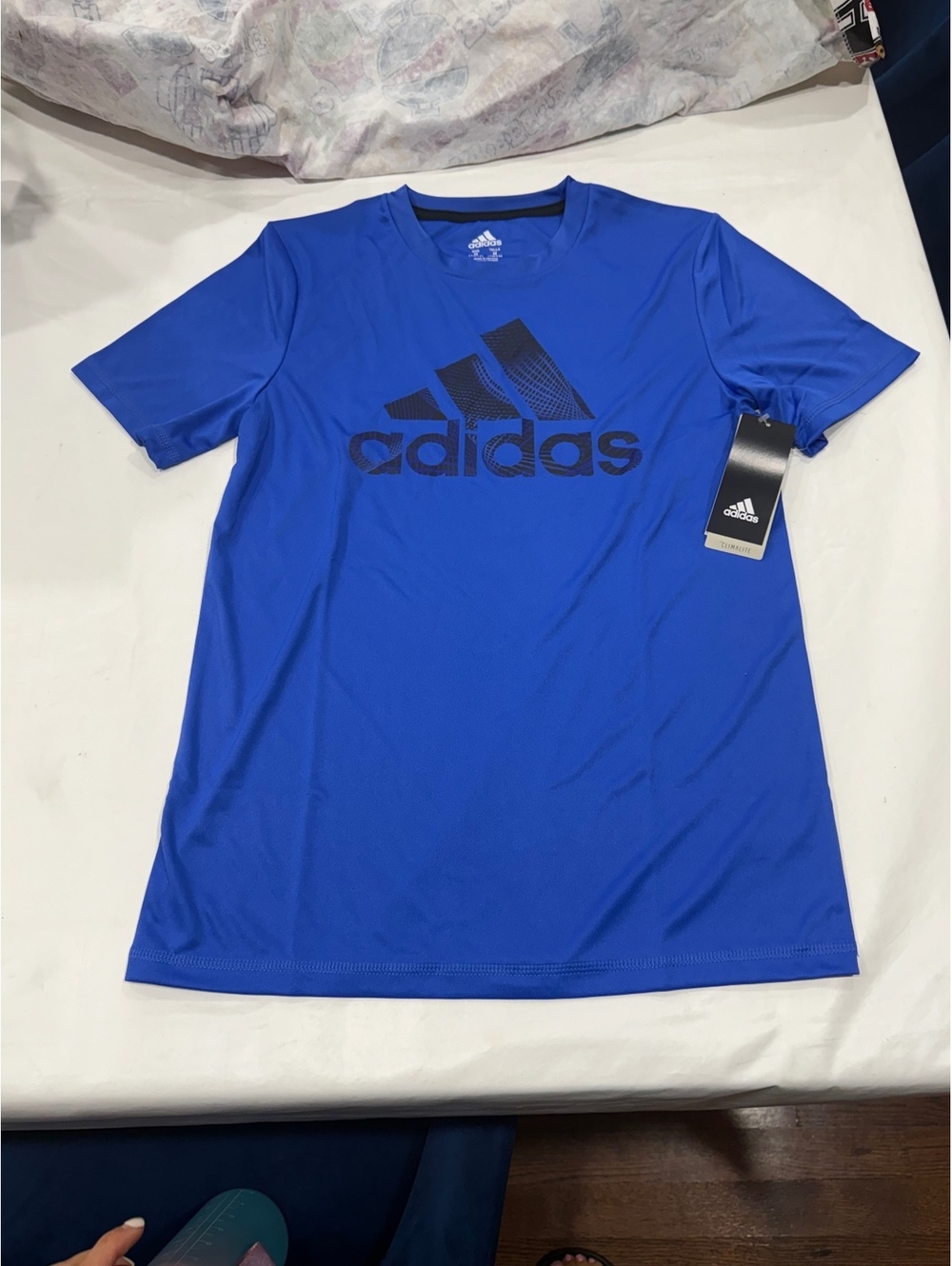 Adidas blue Climalite short sleeve T-shirt M 10-12 NEW